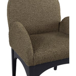 Waldorf Boucle Fabric Upholstered Dining Arm Chair in Olive