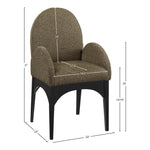Waldorf Boucle Fabric Upholstered Dining Arm Chair in Olive