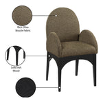 Waldorf Boucle Fabric Upholstered Dining Arm Chair in Olive