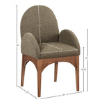 Waldorf Boucle Fabric Upholstered Dining Arm Chair in Olive