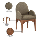 Waldorf Boucle Fabric Upholstered Dining Arm Chair in Olive