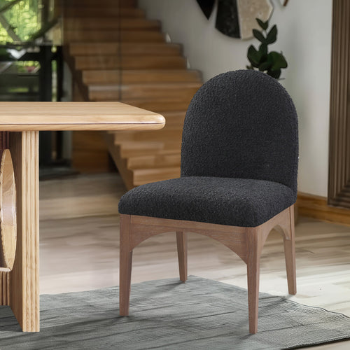 Waldorf Boucle Fabric Upholstered Dining Side Chair in Black