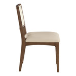 Atrium Cane Back And Vegan Leather Upholstered Seat Dining Chair in Beige
