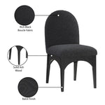 Waldorf Boucle Fabric Upholstered Dining Side Chair in Black