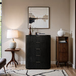 Astrid Solid Wood And Oak Veneer Chest in Black