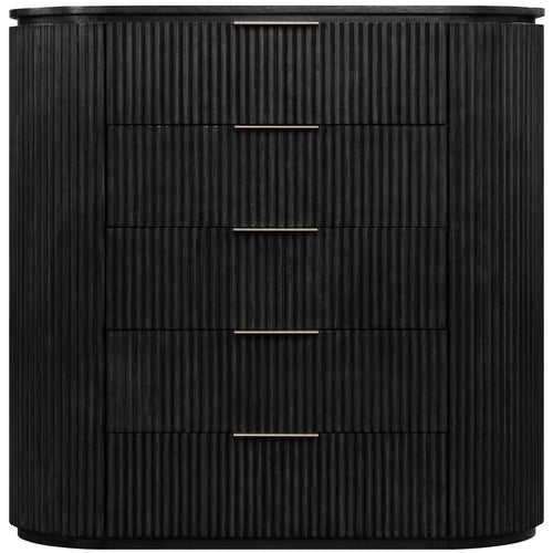 Astrid Solid Wood And Oak Veneer Chest in Black