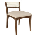 Atrium Cane Back And Vegan Leather Upholstered Seat Dining Chair in Beige