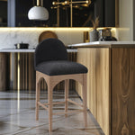 Waldorf Boucle Fabric Upholstered Counter Stool in Black