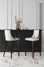 Fifth Avenue Wood Upholstered Barstool in Pearl White