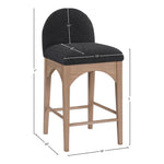 Waldorf Boucle Fabric Upholstered Counter Stool in Black
