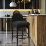 Waldorf Boucle Fabric Upholstered Counter Stool in Black