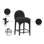 Waldorf Boucle Fabric Upholstered Counter Stool in Black