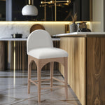 Waldorf Boucle Fabric Upholstered Counter Stool in Cream
