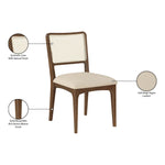 Atrium Cane Back And Vegan Leather Upholstered Seat Dining Chair in Beige