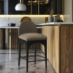 Waldorf Boucle Fabric Upholstered Counter Stool in Olive