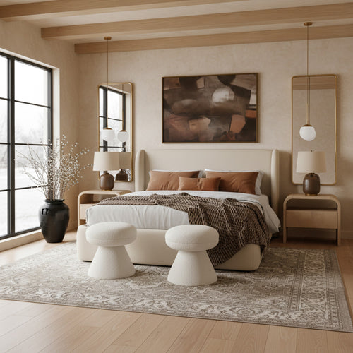 Warby Vegan Leather Upholstered King Bed in Beige