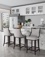 Emperor Wood Upholstered Barstool in Light Gray