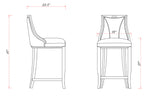 Emperor Wood Upholstered Barstool in Light Gray