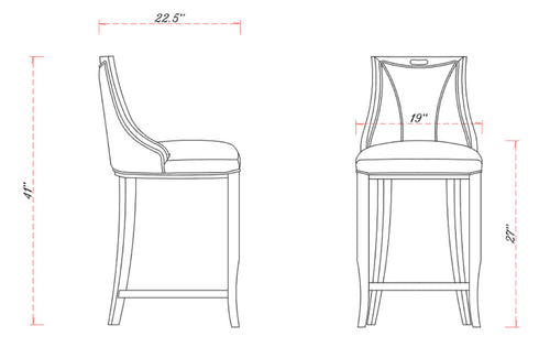 Emperor Wood Upholstered Barstool in Light Gray