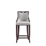 Emperor Wood Upholstered Barstool in Light Gray