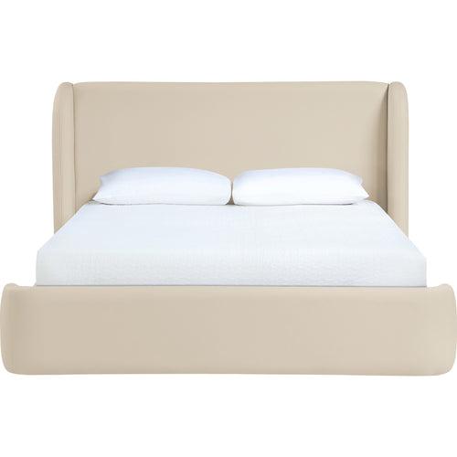 Warby Vegan Leather Upholstered Queen Bed in Beige