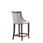 Emperor Wood Upholstered Barstool in Light Gray