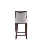 Emperor Wood Upholstered Barstool in Light Gray