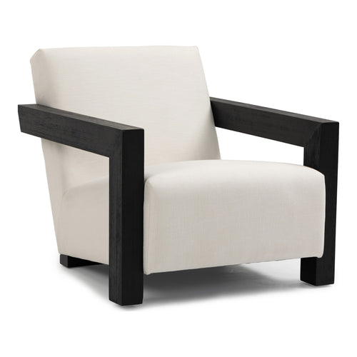 Ward Linen Textured Fabric Upholstered Accent Chair in Cream