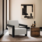 Ward Linen Textured Fabric Upholstered Accent Chair in Cream
