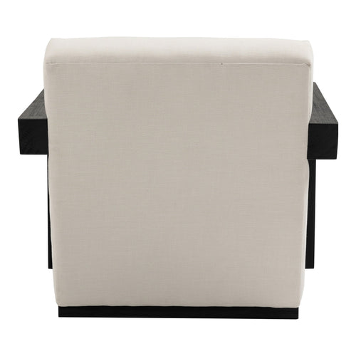 Ward Linen Textured Fabric Upholstered Accent Chair in Cream