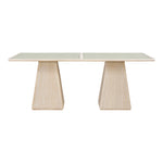 Atrium 78" Glass And Cane Top With Solid Wood Base Dining Table in Natural
