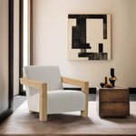 Ward Linen Textured Fabric Upholstered Accent Chair in Cream
