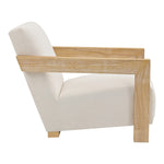 Ward Linen Textured Fabric Upholstered Accent Chair in Cream