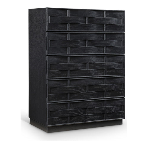 Weave Oak Veneer Chest in Black