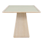 Atrium 78" Glass And Cane Top With Solid Wood Base Dining Table in Natural