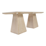 Atrium 78" Glass And Cane Top With Solid Wood Base Dining Table in Natural