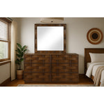 Weave Oak Veneer Mirror in Brown