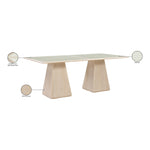 Atrium 78" Glass And Cane Top With Solid Wood Base Dining Table in Natural