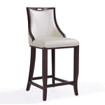 Emperor Wood Upholstered Barstool in Pearl White