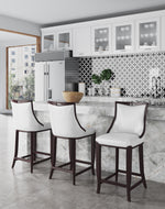 Emperor Wood Upholstered Barstool in Pearl White
