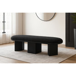 Wilshire Boucle Fabric Upholstered Bench in Black