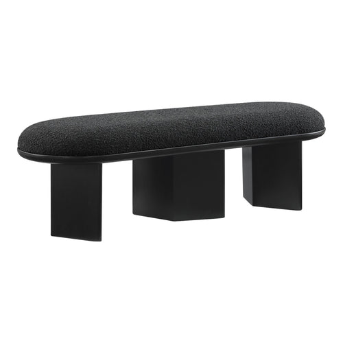 Wilshire Boucle Fabric Upholstered Bench in Black