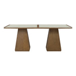 Atrium 78" Glass And Cane Top With Solid Wood Base Dining Table in Brown
