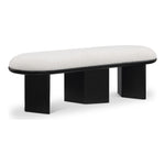 Wilshire Boucle Fabric Upholstered Bench in Cream