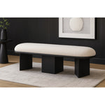 Wilshire Boucle Fabric Upholstered Bench in Cream