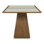 Atrium 78" Glass And Cane Top With Solid Wood Base Dining Table in Brown