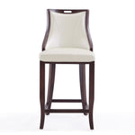 Emperor Wood Upholstered Barstool in Pearl White