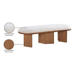 Wilshire Boucle Fabric Upholstered Bench in Cream