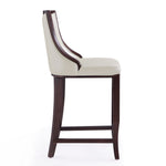 Emperor Wood Upholstered Barstool in Pearl White