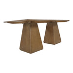 Atrium 78" Glass And Cane Top With Solid Wood Base Dining Table in Brown